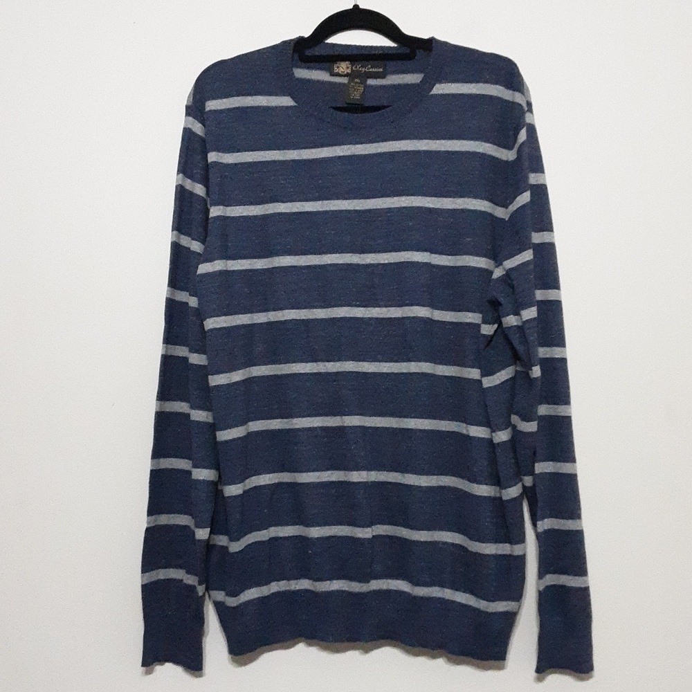 Oleg Cassini sweater pullover men XXL Soft Cozy stripped cashmere Granpa Event